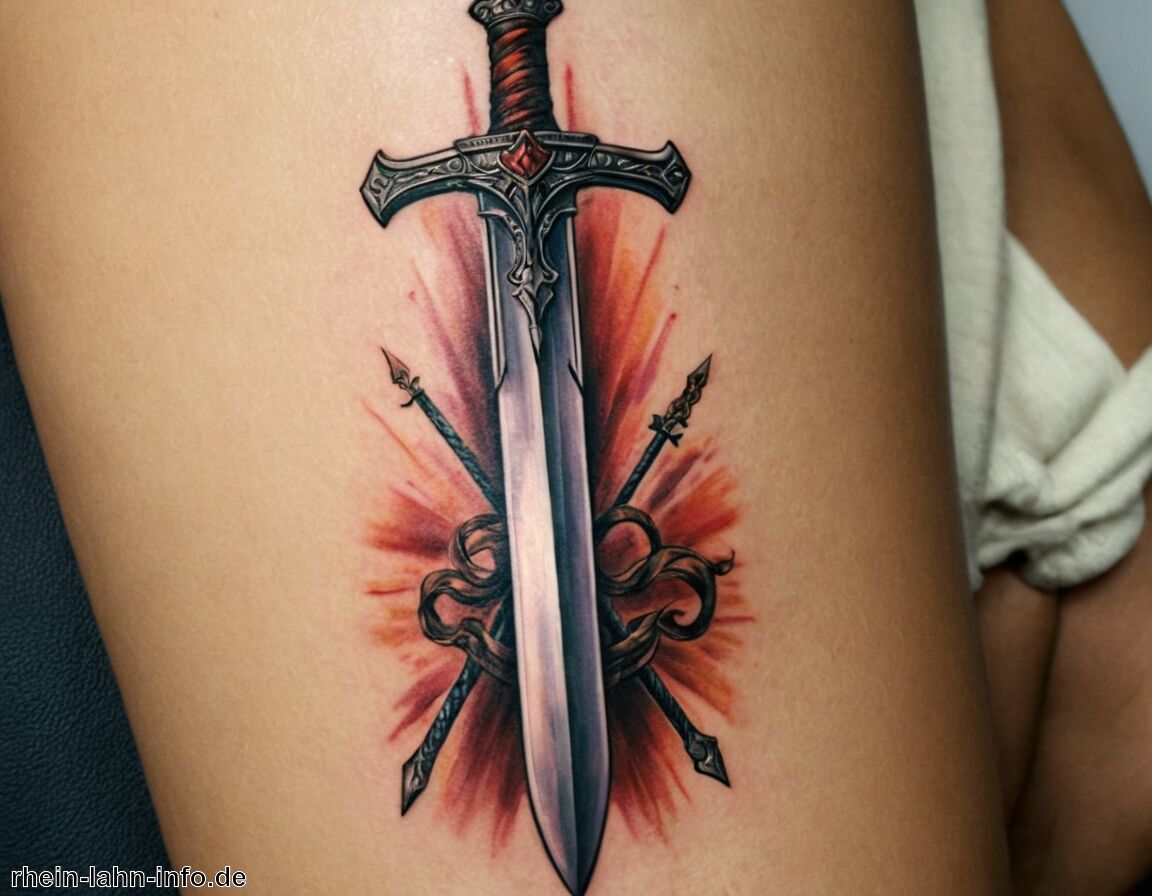 Durchhaltevermögen und Kampfgeist im Leben - Schwert Tattoo Bedeutung » Stärke und Tapferkeit mit Schwert  