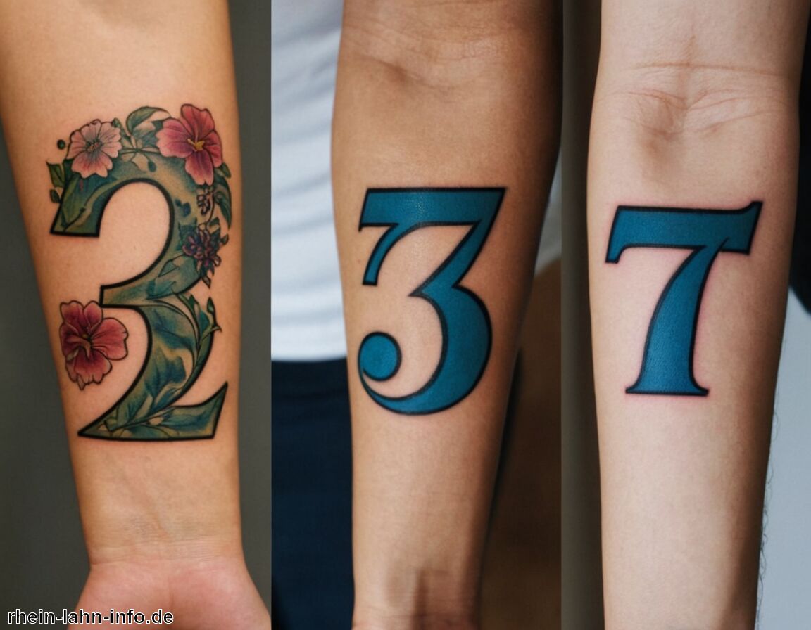 Häufige Tätowierungen: 7, 13, 8, 3 - Tattoo Zahlen Bedeutung » Bedeutung von Zahlen in Tattoos erkunden