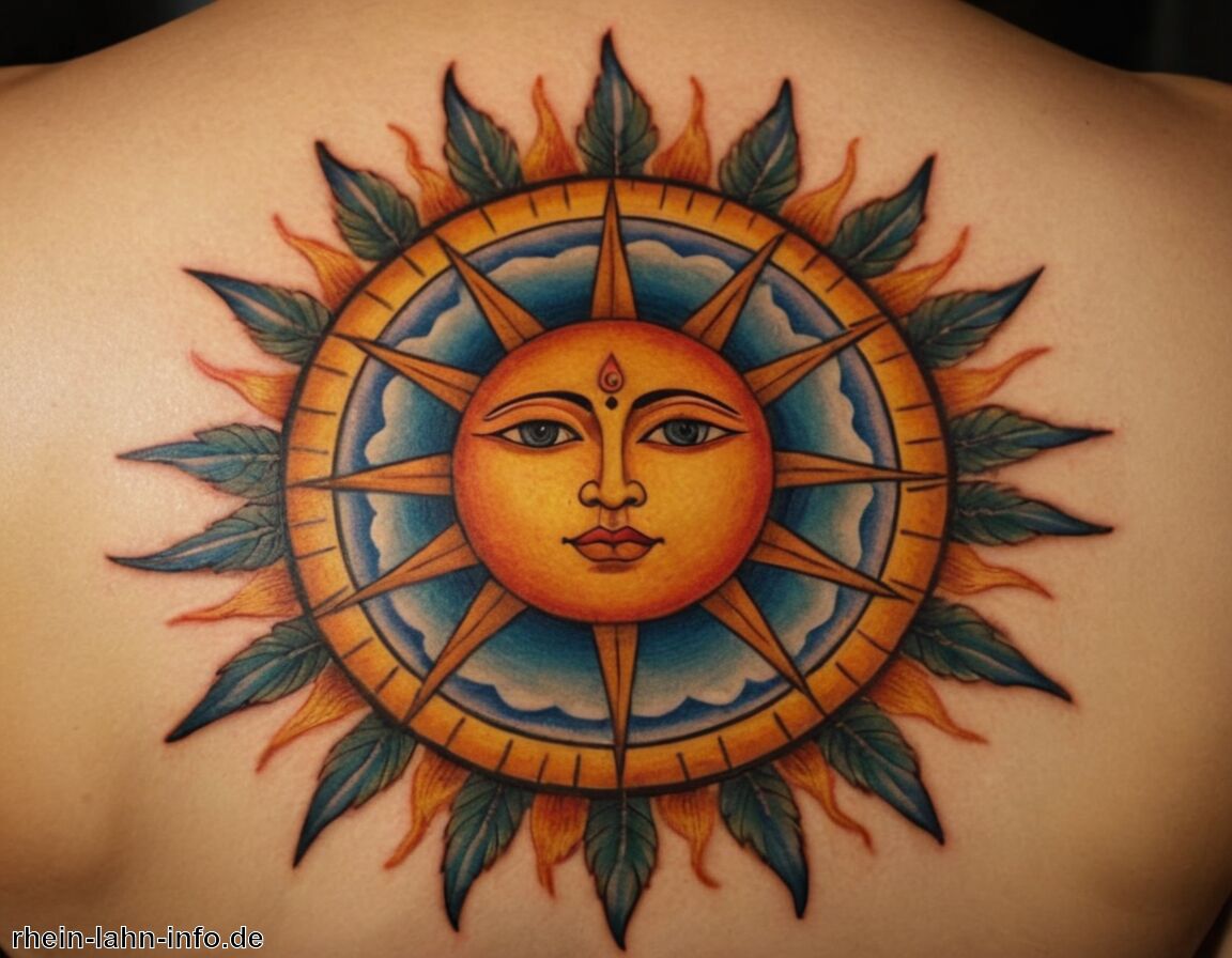 Kulturen und Mythologien beeinflussen Bedeutung   - Tattoo Sonne Bedeutung » Die Sonnenstrahlen als Tattoo-Symbol  