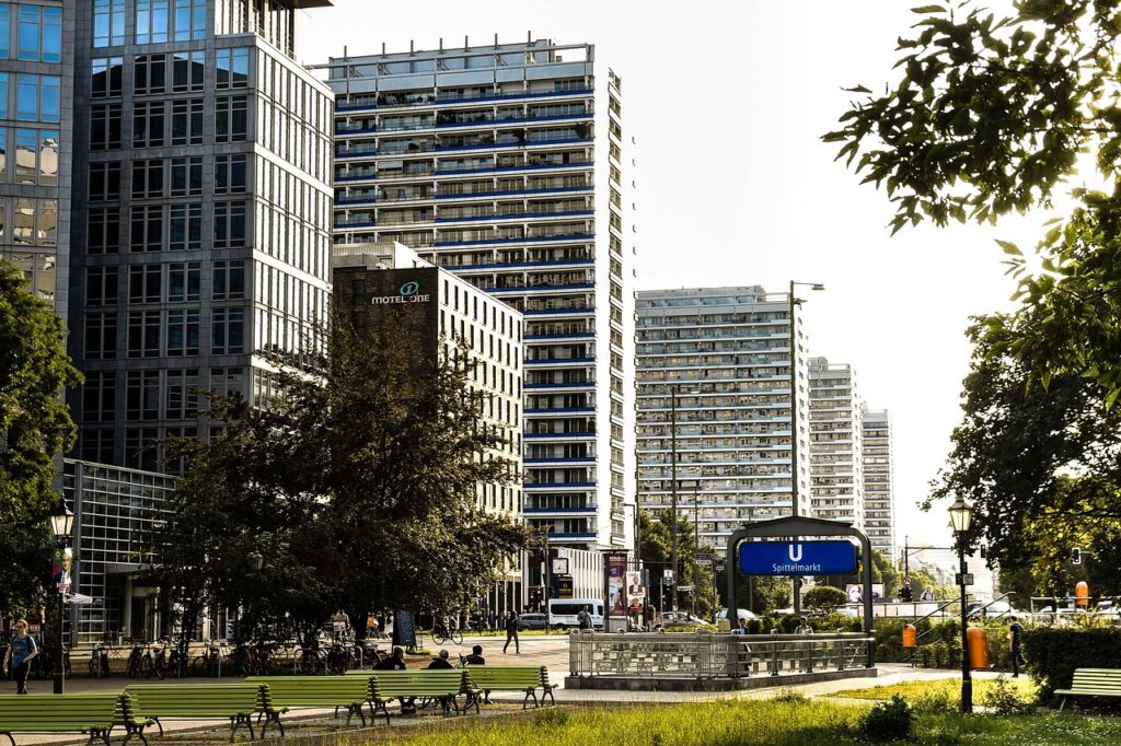 berlin, architecture, modern architecture, building, buildings, facade, heaven, capital city, places of interest, sightseeing, glass facade, perspective, leipziger strasse, gdr