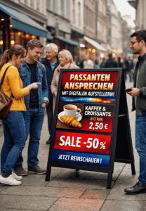 Kundenstopper: Passanten mit digitalen Aufstellern ansprechen